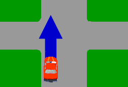 You are at an intersection with no traffic signs or signals. If you intend to drive through the intersection, you must give way to -