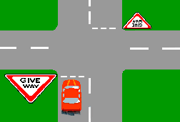 A GIVE WAY sign at an intersection means that you must -