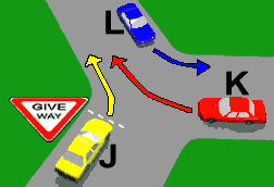 Which vehicle in the diagram must give way?