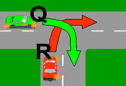 At the T-intersection shown in the diagram which vehicle should give way?