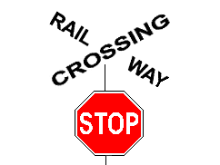 What should you do on approaching a railway level crossing displaying a STOP sign?