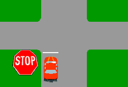 You are driving the car in the diagram. You must stop -
