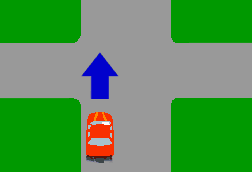 You are in the car approaching the intersection shown. You should -