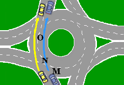 You are in the right hand lane and are planning to go straight ahead through this roundabout. When should you signal left to exit the roundabout?