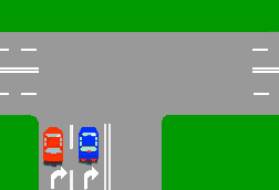 You are turning right from one of two right turn only lanes. How should you use your indicators?