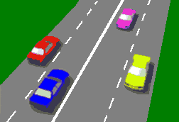 When driving in traffic lanes (as shown in the diagram), you may change your lane -