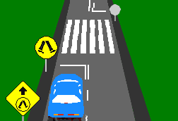 When approaching a marked pedestrian crossing and no pedestrians are in sight, you should -