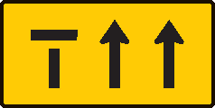 If you are driving through a road work zone in the left hand lane and you see this sign you should -