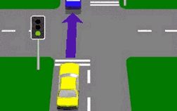 你来到一个交叉路口，对面的道路被同样方向的车辆堵塞了。你应该做什么？