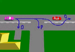 紫车的驾驶人能够合法做图中的哪一个动作？