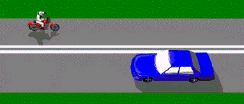 A section of road is marked with double unbroken dividing lines as in the diagram. When is a vehicle allowed to cross these lines?