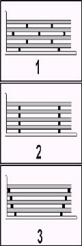 Which diagram shows the correct dunnage position for long rigid loads such as steel pipes?