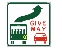 You are driving in a 60 km/h zone, with only one lane for traffic in your direction. You see a bus ahead (with this sign displayed on the rear) signalling its intention to pull out from a bus stop, you should -