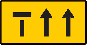 If you are driving through a road work zone in the left hand lane and you see this sign you should -
