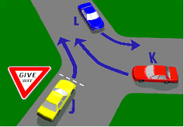 Which vehicle in the diagram must give way?