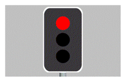 At traffic lights what is meant when a red light appears?