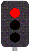 At traffic lights what is meant when a red light appears?