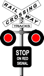 At a railway crossing with red lights flashing, you must