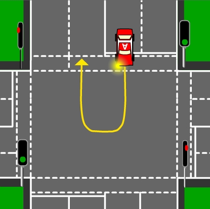 You can do a U-turn at an intersection with traffic lights