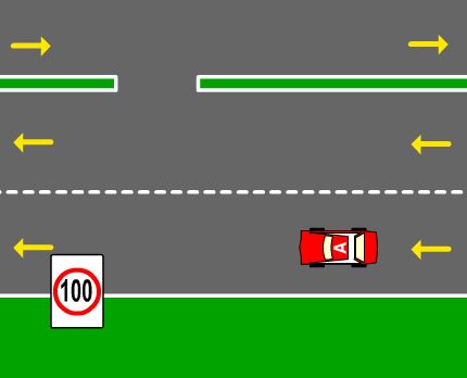 You are driving car A along a multi-lane road and the speed limit is more than 80 km/h, which of the following statements is WRONG?