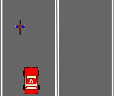 Can Car A cross the double lines to pass a cyclist?