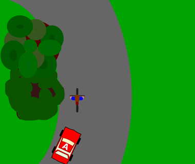 You are driving around a corner behind a cyclist. You cannot see the road ahead. What must you do?