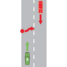 You are driving vehicle A when a tennis ball rolls onto the road ahead of you. You should