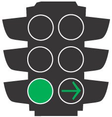 You are facing this traffic light. You are allowed to