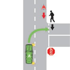 You are driving vehicle A. You must give way to