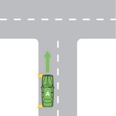 You are driving vehicle A. You want to turn left. How must you approach the intersection?