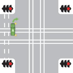 You are driving vehicle A. When can you complete a hook turn?