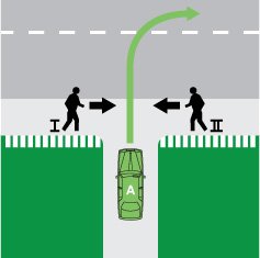 You are driving vehicle A. You must give way to
