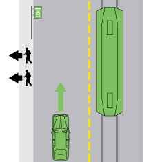 A tram has stopped at a tram stop. All pedestrians have got off the tram and reached the kerb. The tram has closed its doors. How fast are you allowed to drive past the tram?