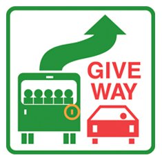 A bus is stopped at a bus stop in a built-up area. The bus is indicating right. You see this sign on the back of the bus. What does it mean?