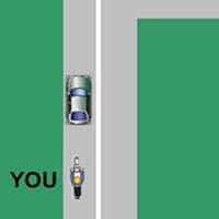 From the diagram, when can you cross a single continuous (unbroken) white line in the centre of a carriageway?